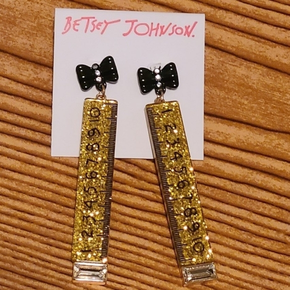 NWT Betsey Johnson Ruler Earrings School Teacher Math - Picture 3 of 5